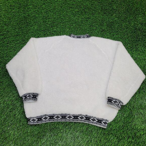 Vintage Parrinello Tribal Fuzzy Sweatshirt Womens XL 24x23 Raglan Boxy Baggy - Picture 4 of 9